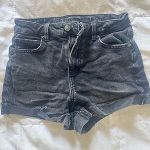 American Eagle Outfitters Black Jean Shorts High-Waisted Distressed